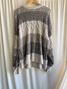 Vintage OLD GLORY Chunky Wool Blend Sweater | USA Made | Striped | XL